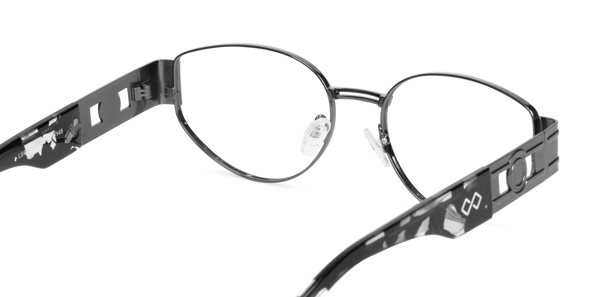 Gunmetal Oval Full Rim Glasses-5