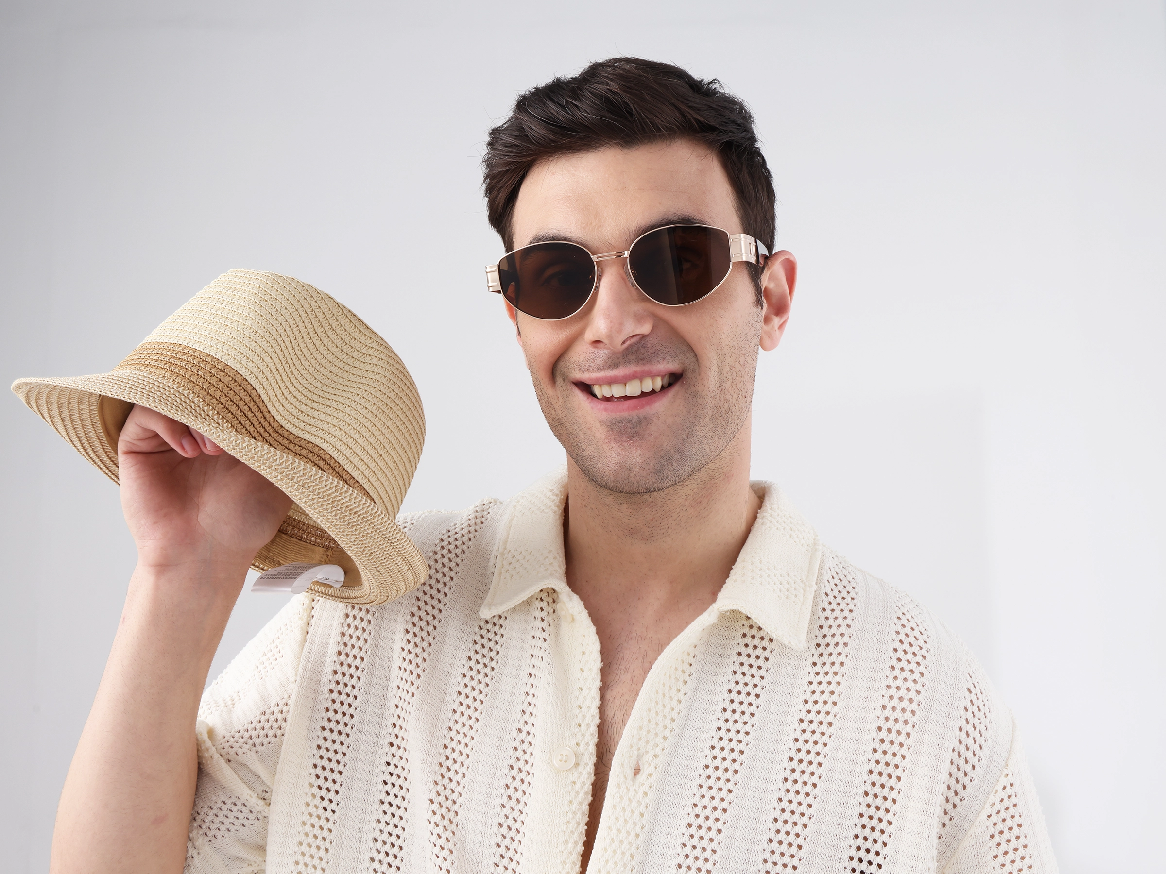 Oval Matte Champagne Gold Full Rim Sunglasses 1