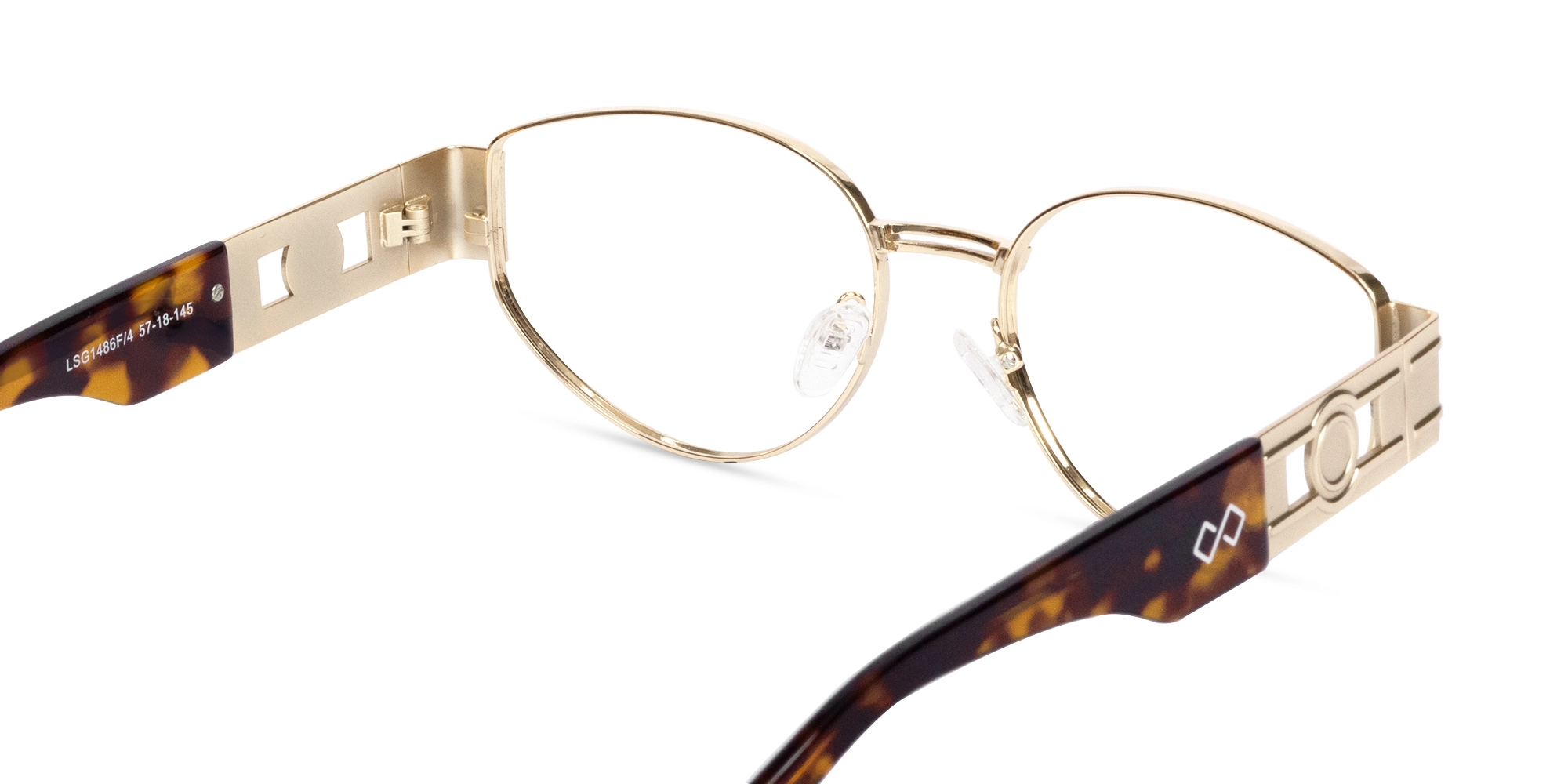 Matte Champagne Gold Oval Full Rim Glasses-5
