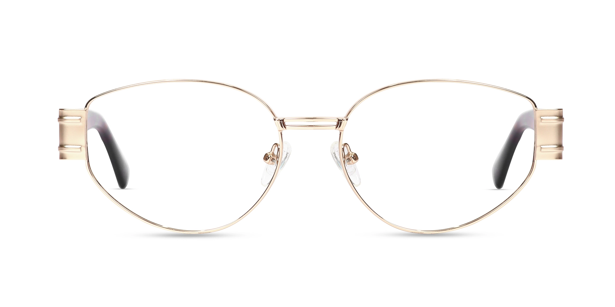 Matte Champagne Gold Oval Full Rim Glasses-1 Matte Champagne Gold Oval Full Rim Glasses-1