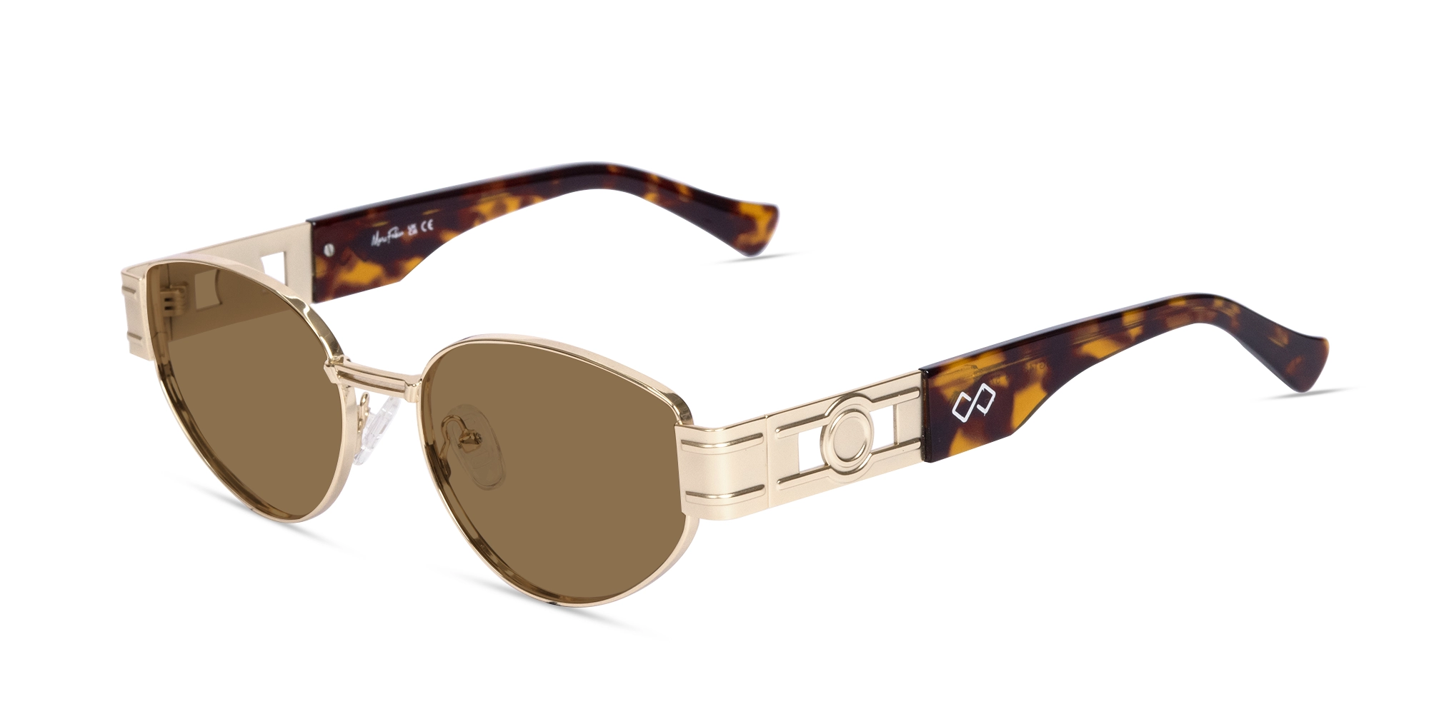 Oval Matte Champagne Gold Full Rim Sunglasses-3