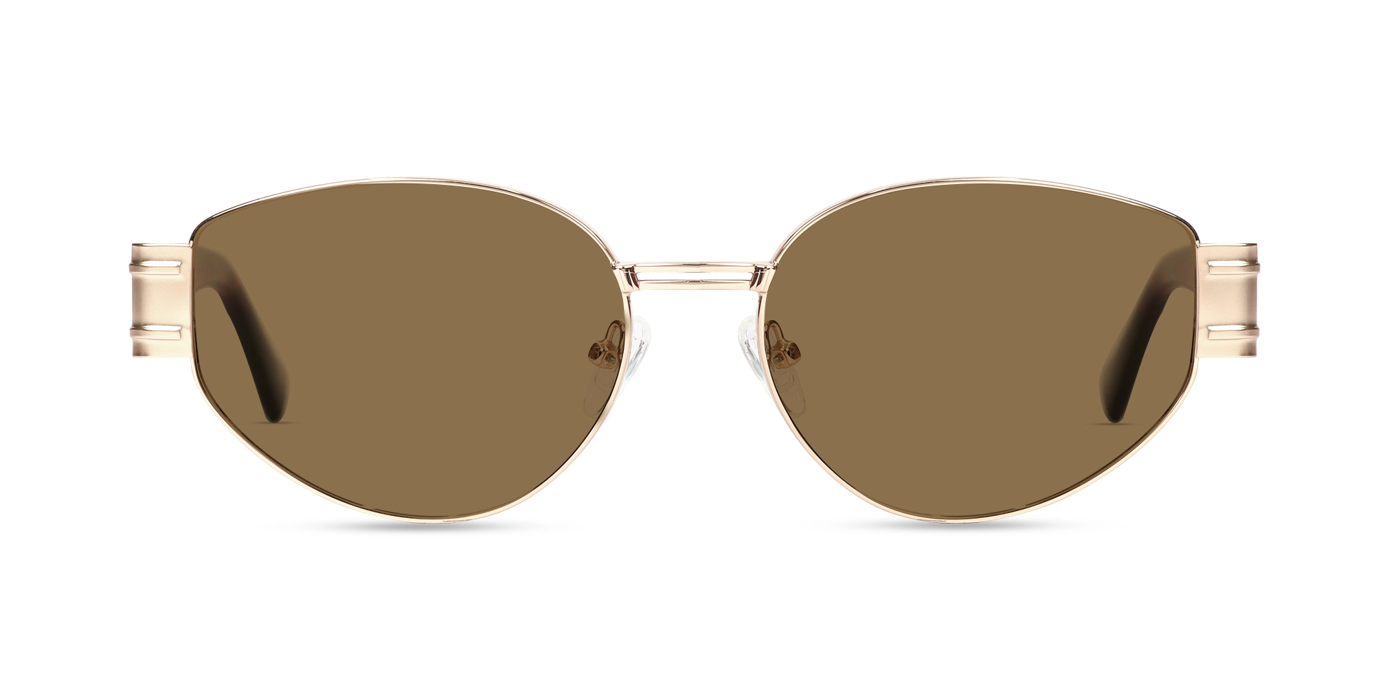 Oval Matte Champagne Gold Full Rim Sunglasses-1