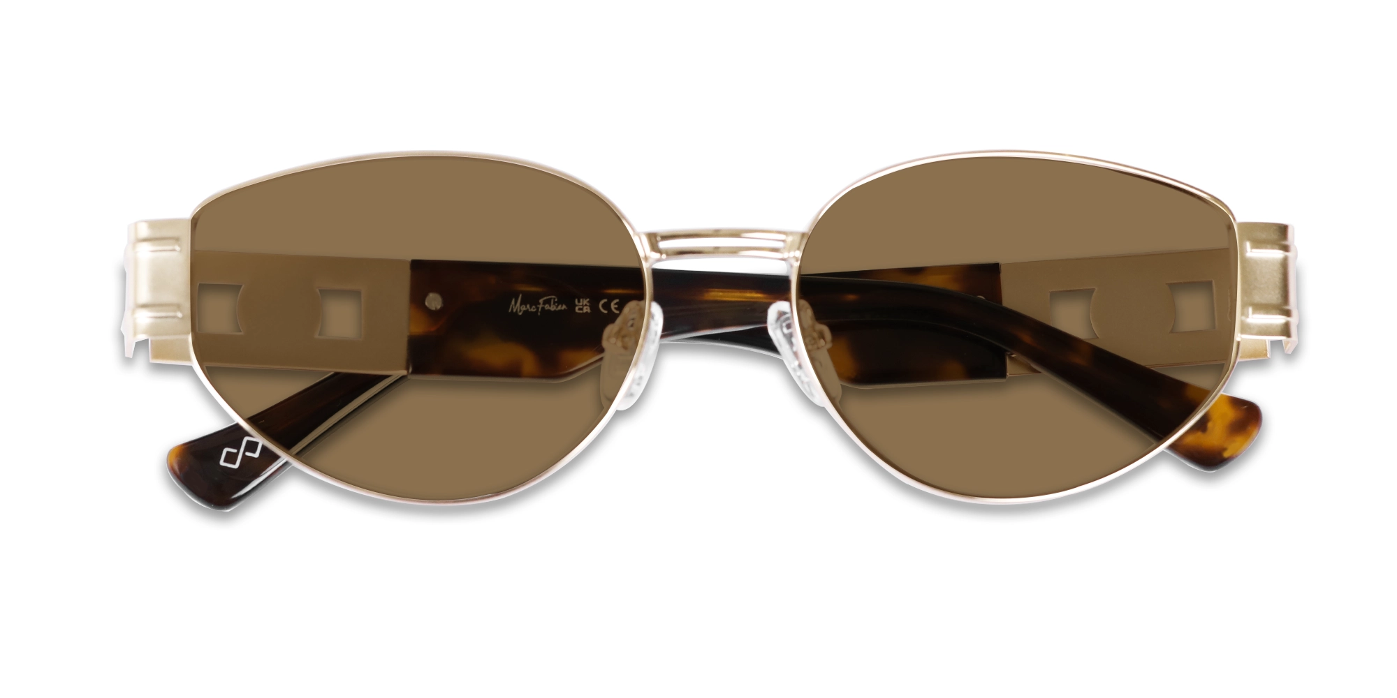 Oval Matte Champagne Gold Full Rim Sunglasses-6