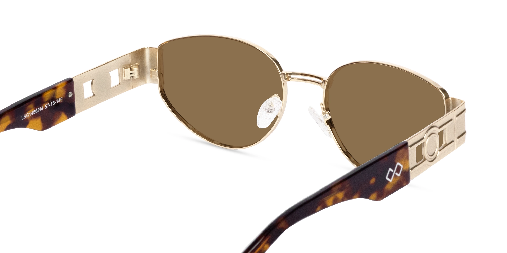 Oval Matte Champagne Gold Full Rim Sunglasses-5