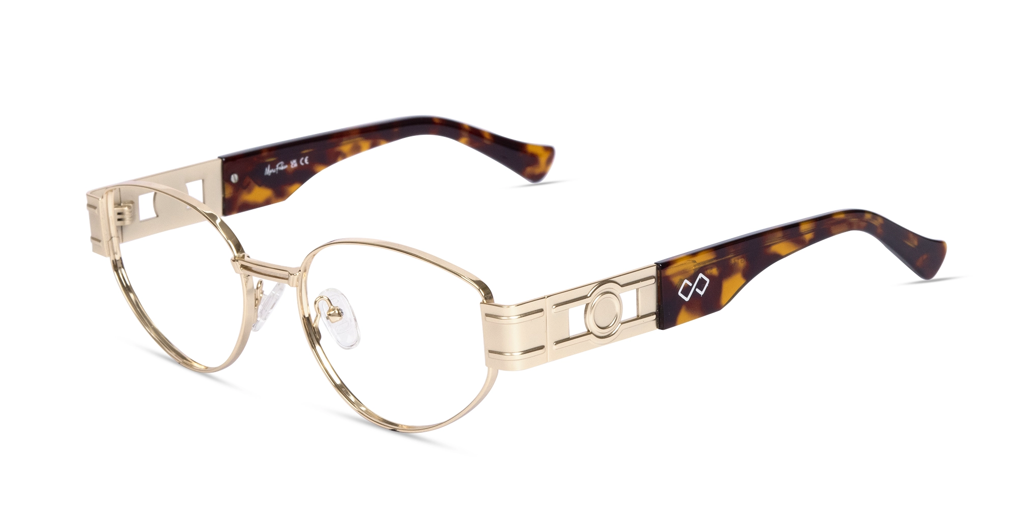 Matte Champagne Gold Oval Full Rim Glasses-3