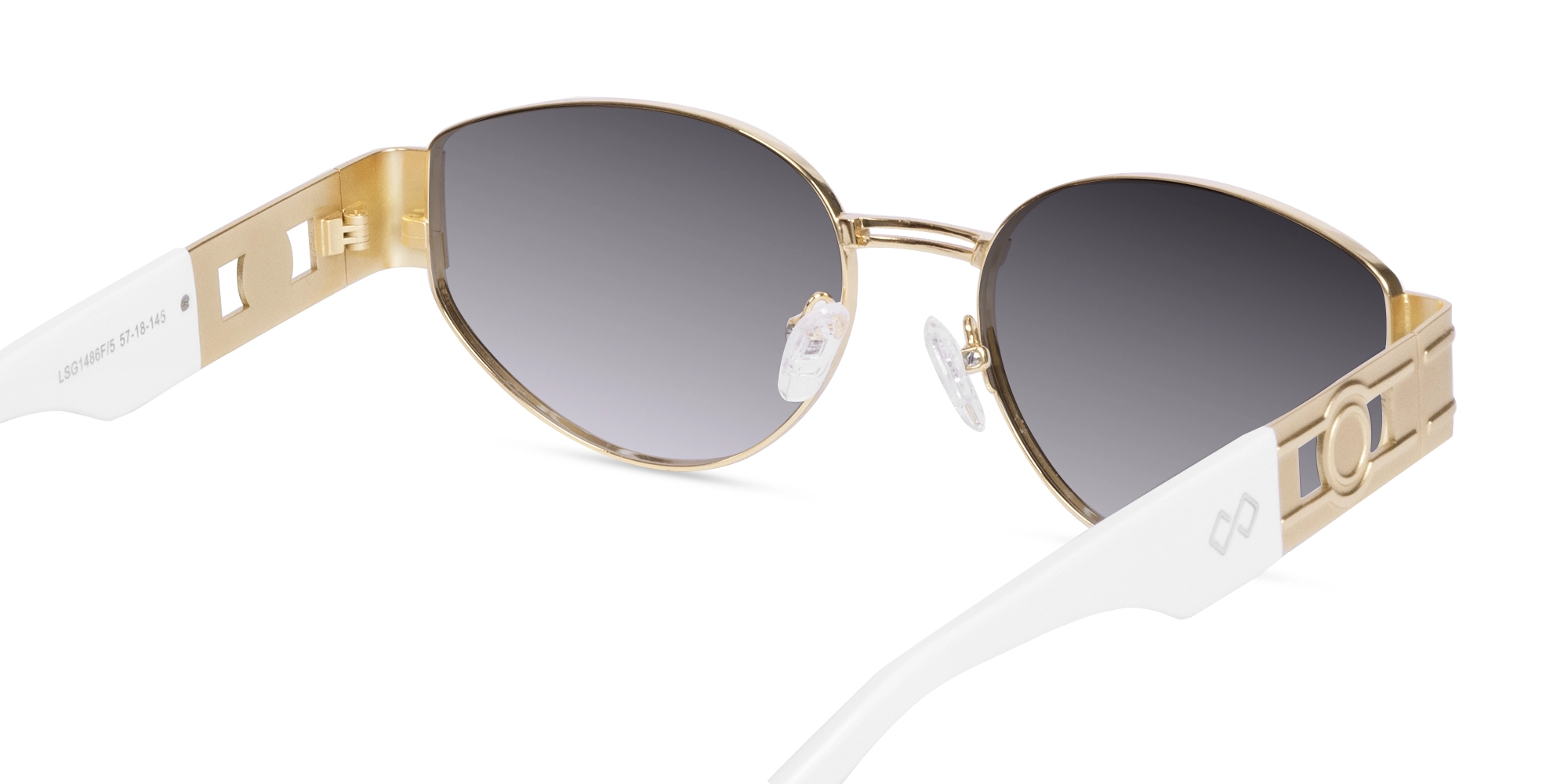 Oval Matte Gold Blue Tint Sunglasses-5