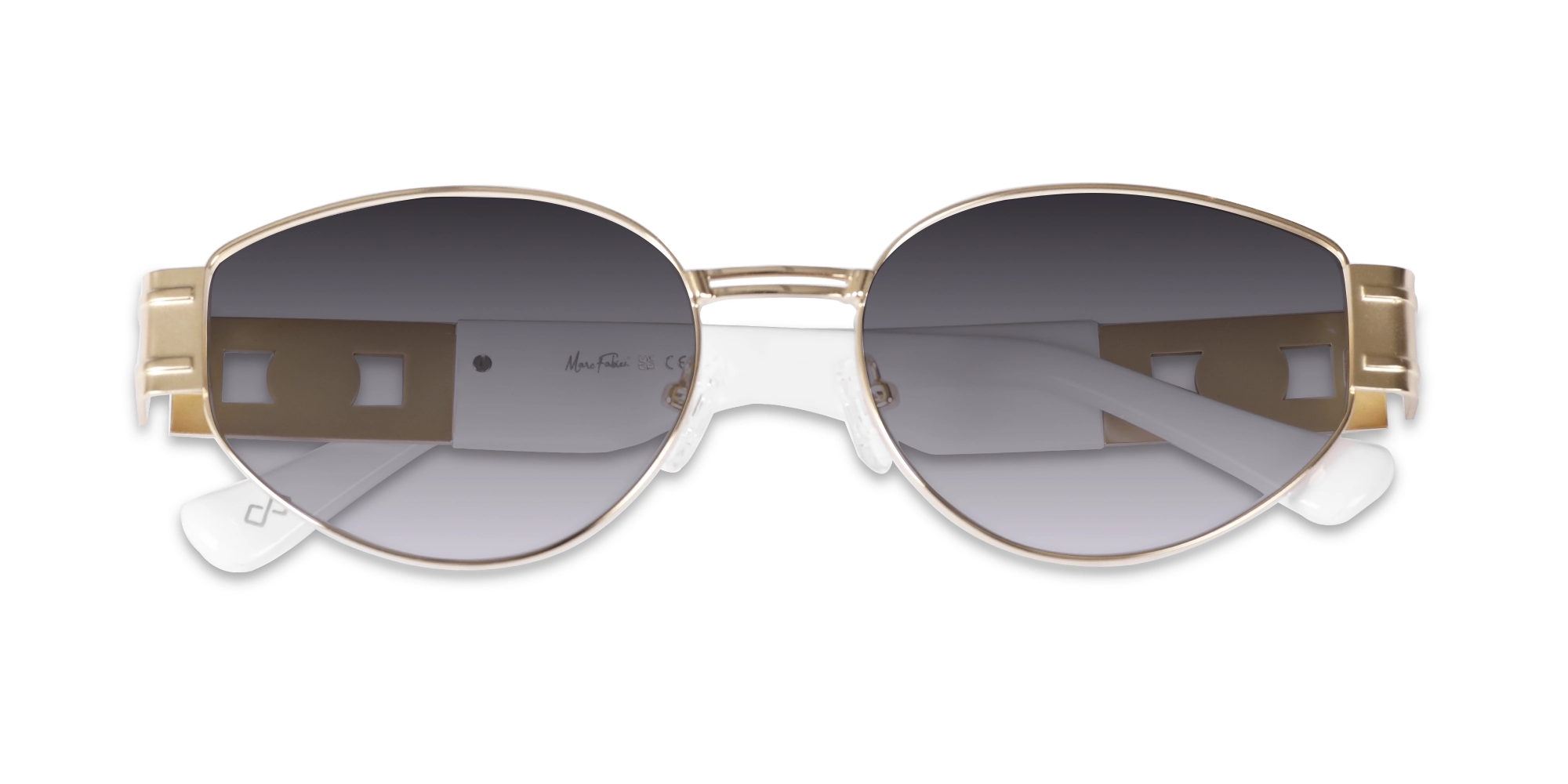 Oval Matte Gold Blue Tint Sunglasses-6