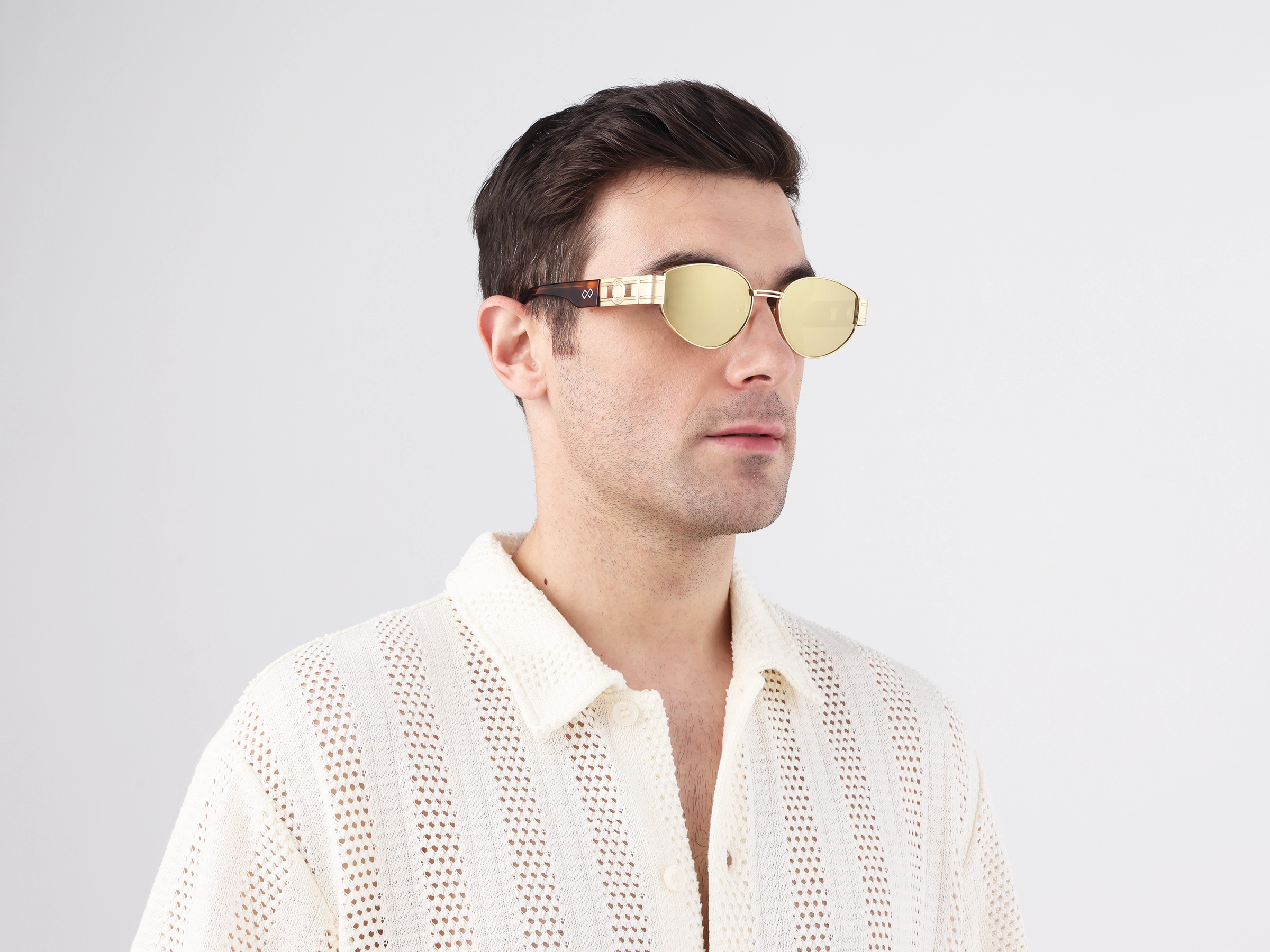 Oval Gloden Frame & Gold Tint Sunglasses 1