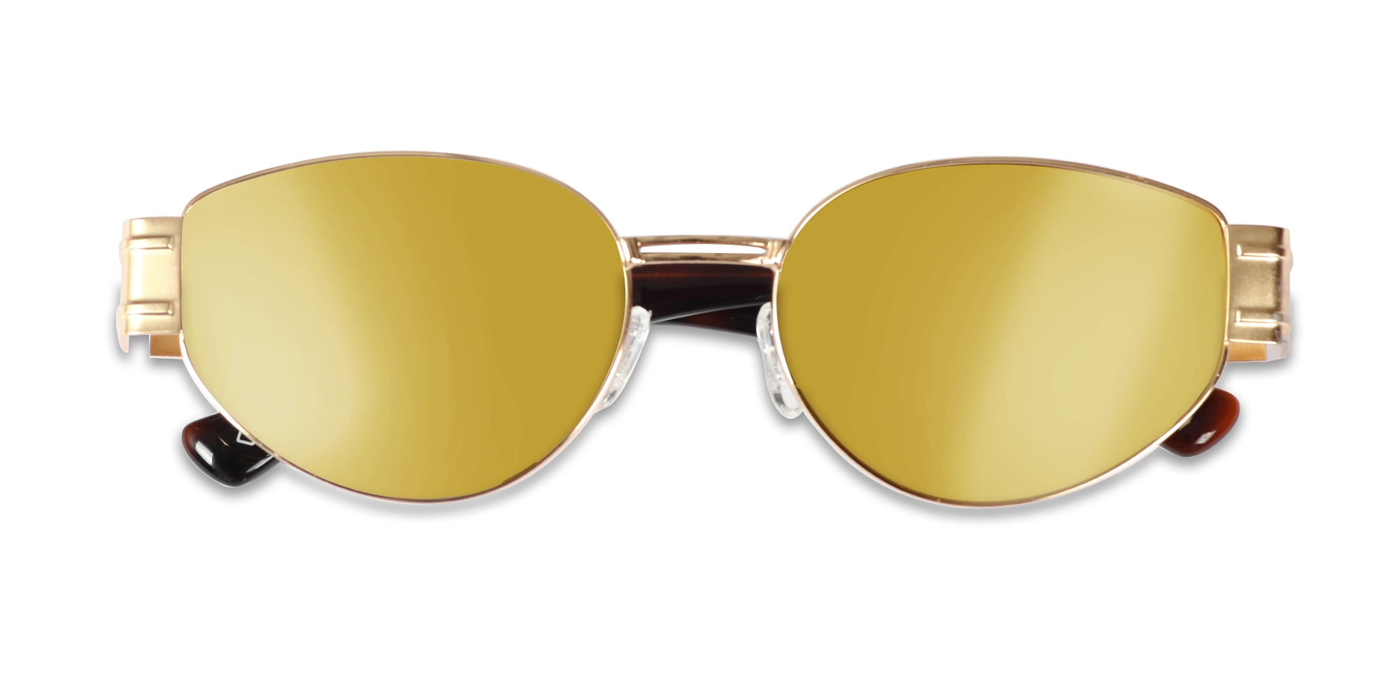 Oval Gloden Frame & Gold Tint Sunglasses-6