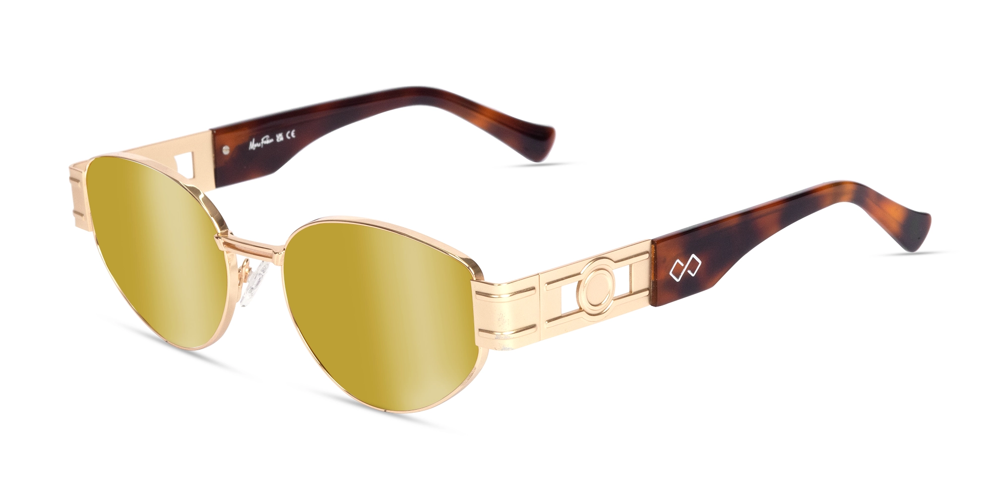 Oval Gloden Frame & Gold Tint Sunglasses-3