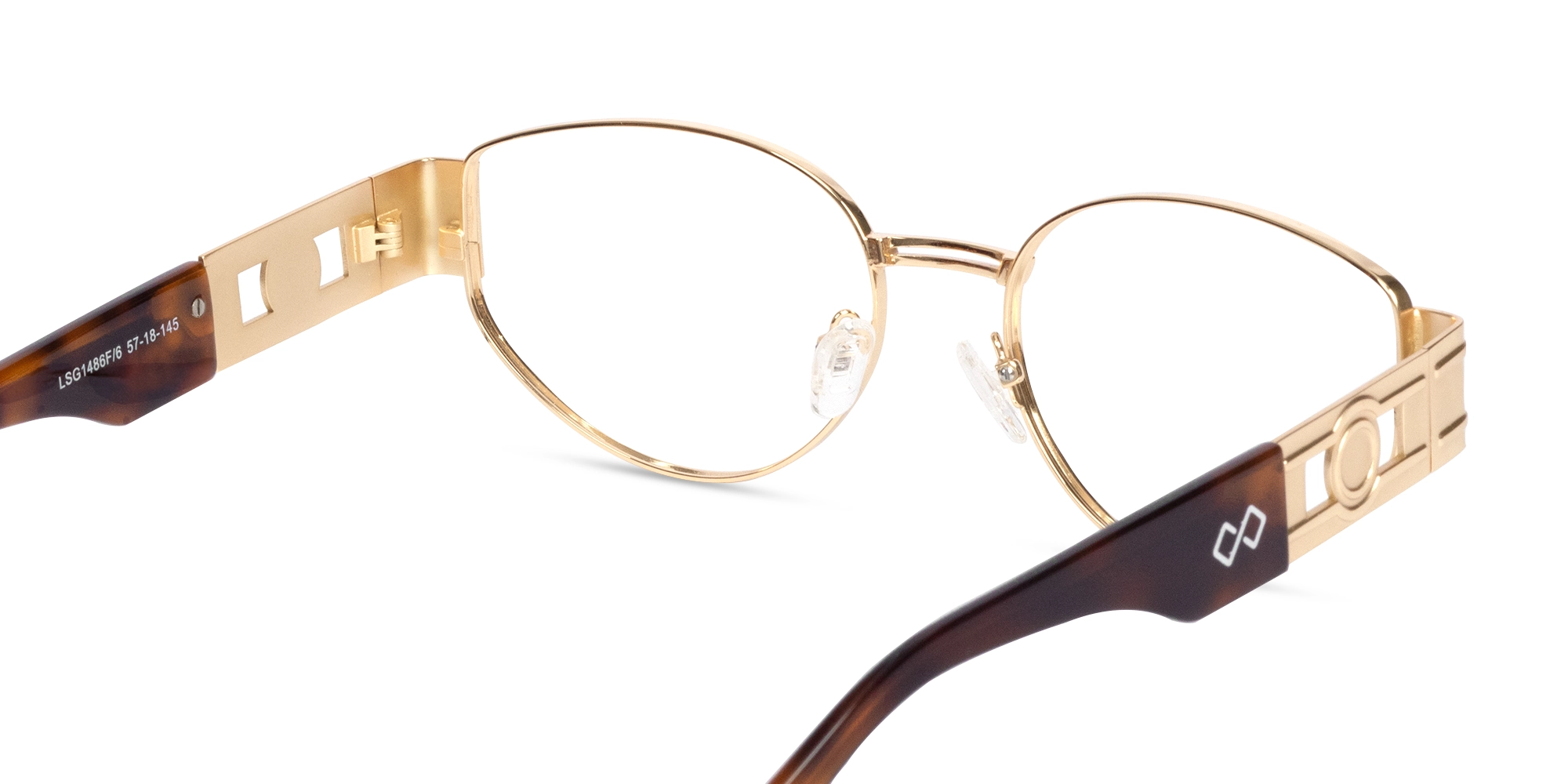 Polished Gold Oval Full Rim Glasses-5