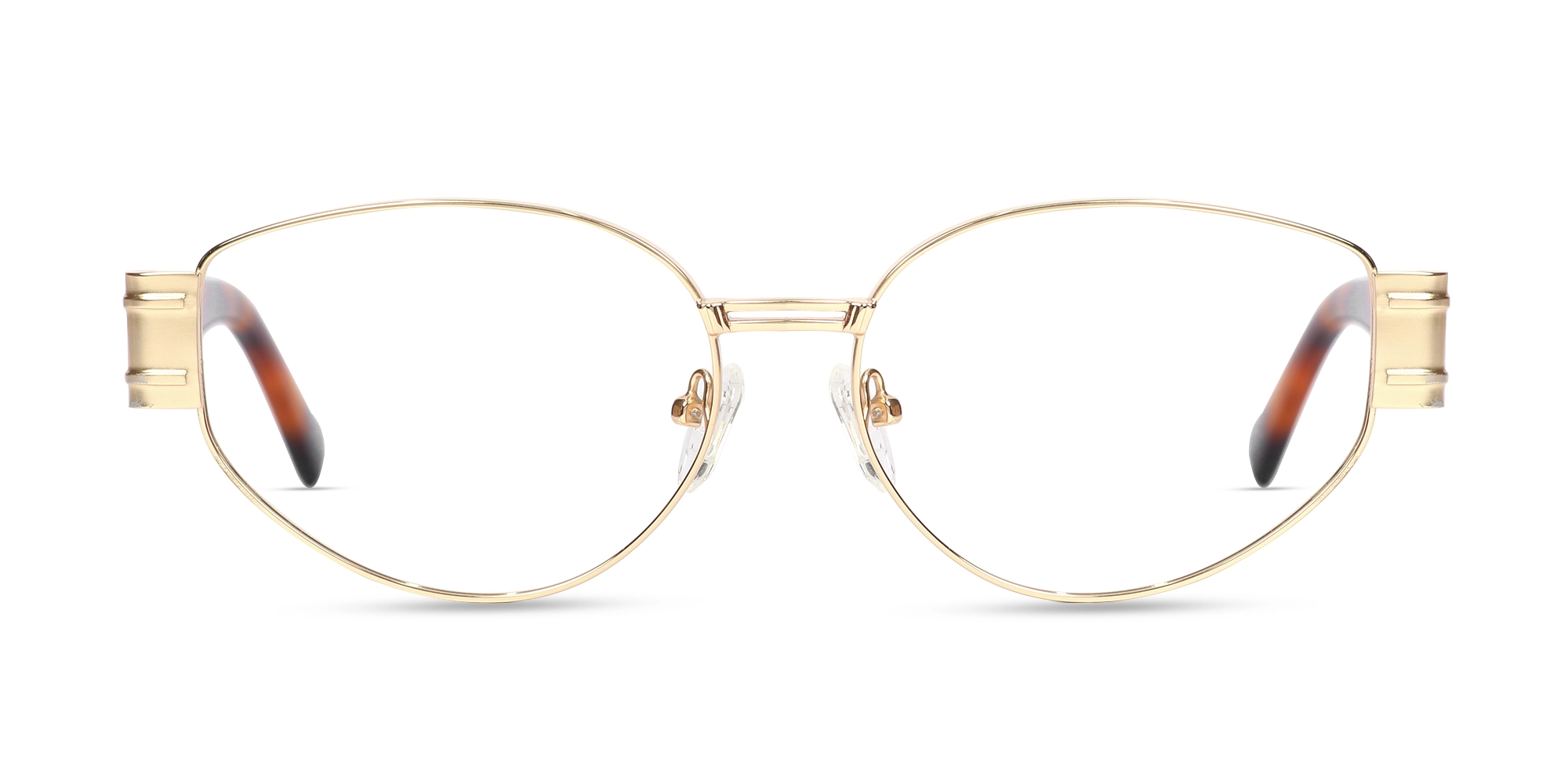 Polished Gold Oval Full Rim Glasses-1