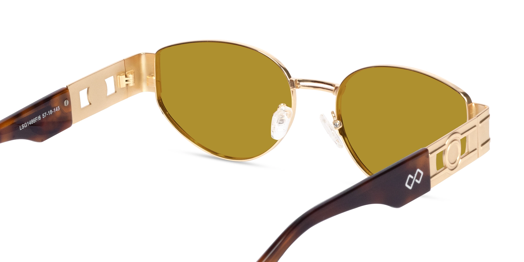 Oval Gloden Frame & Gold Tint Sunglasses-5