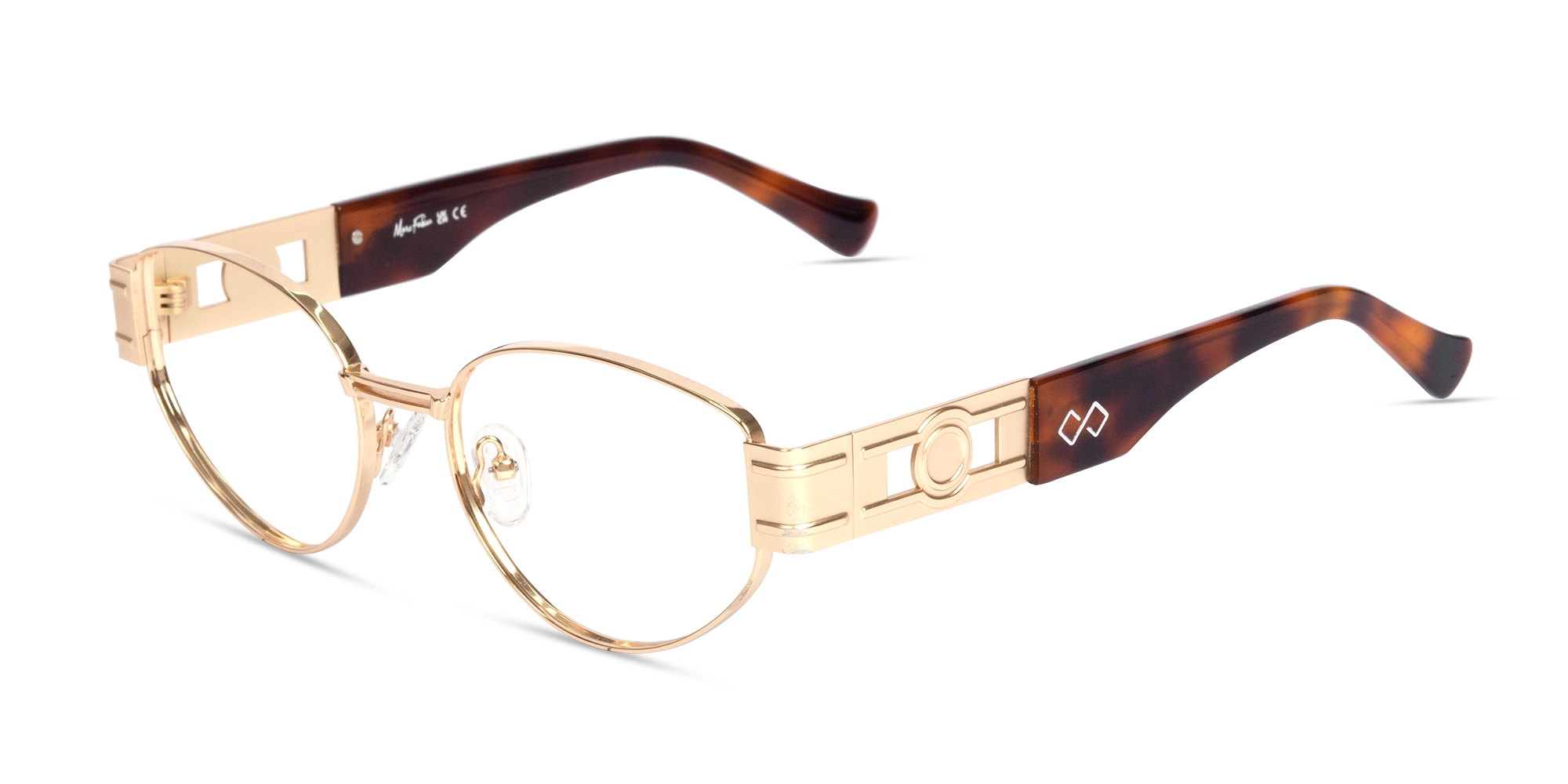 Polished Gold Oval Full Rim Glasses-3