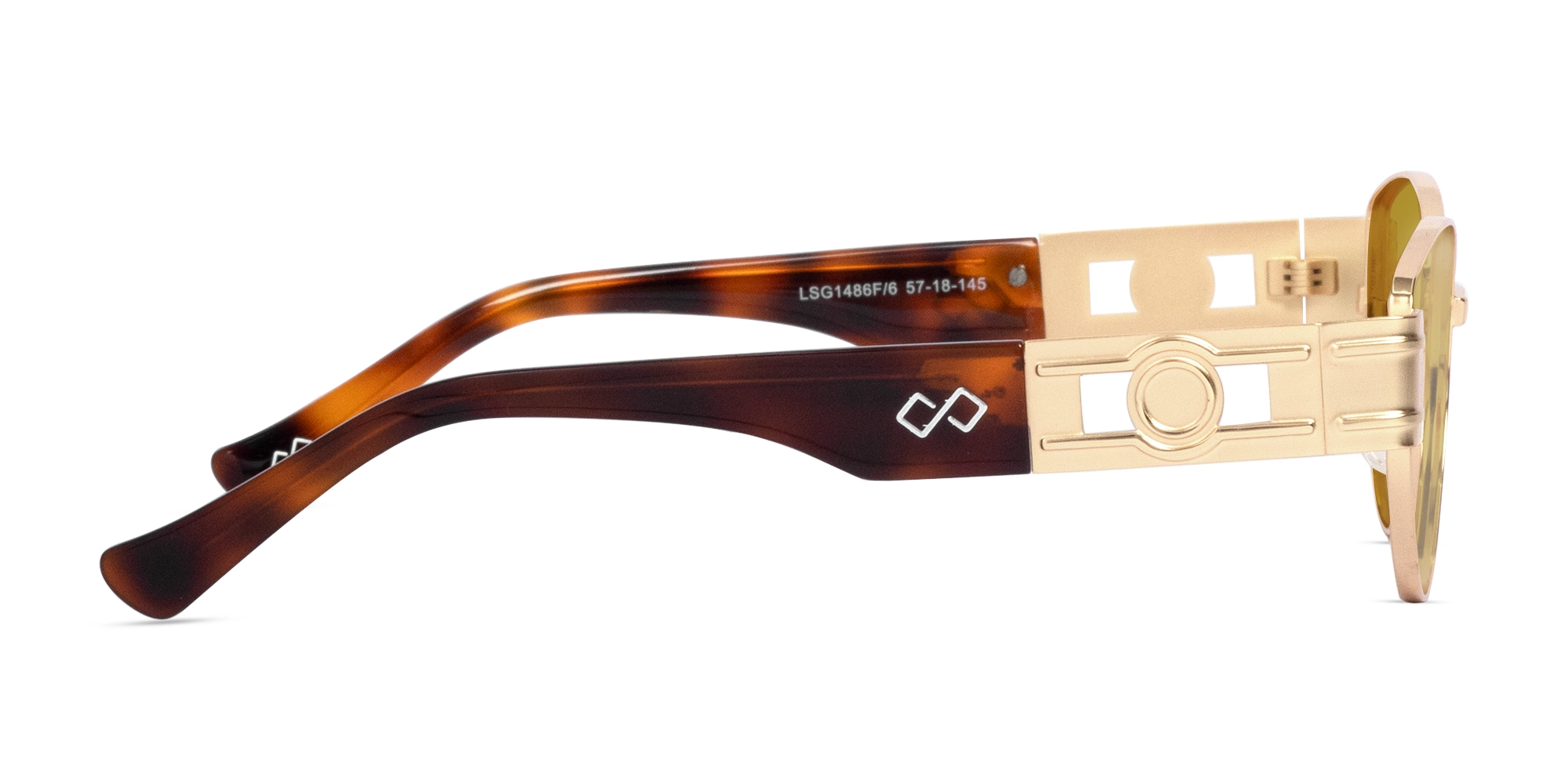 Oval Gloden Frame & Gold Tint Sunglasses-4