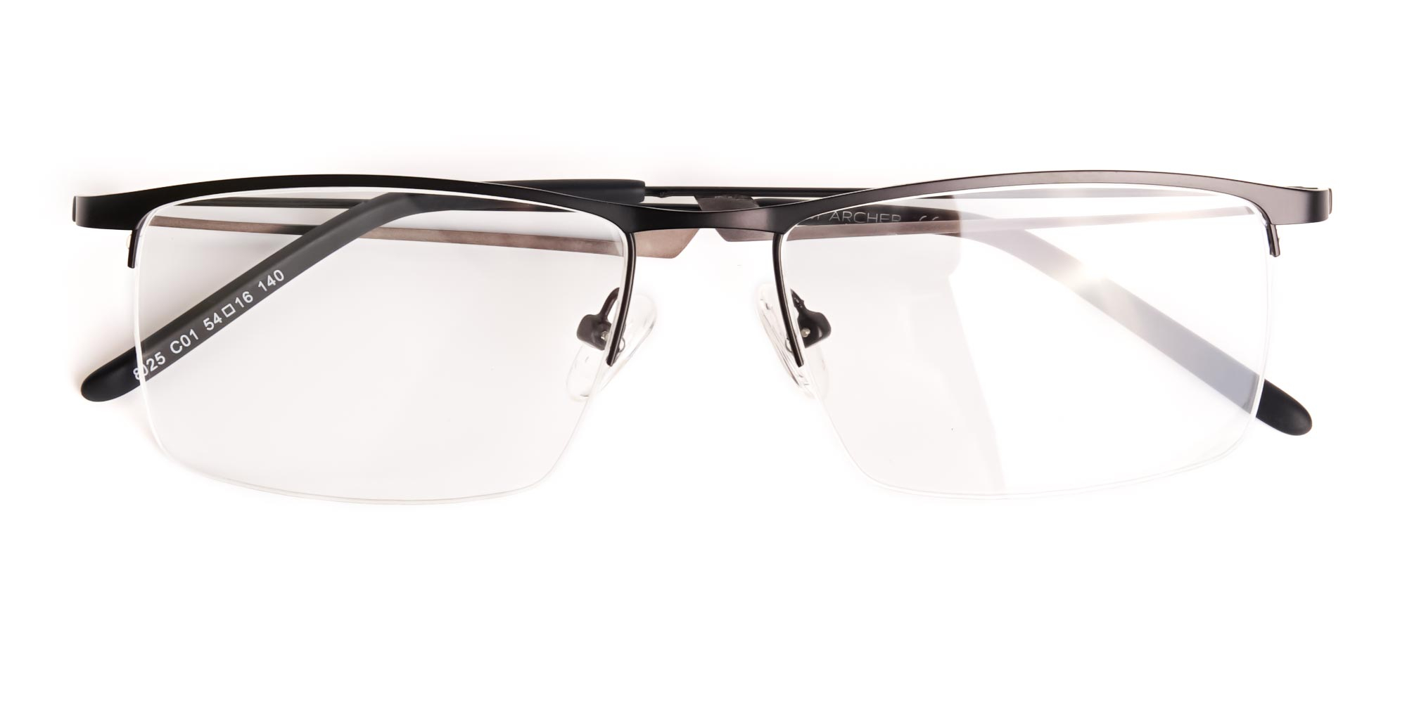 black and rectangular half-rim titanium glasses frames-6