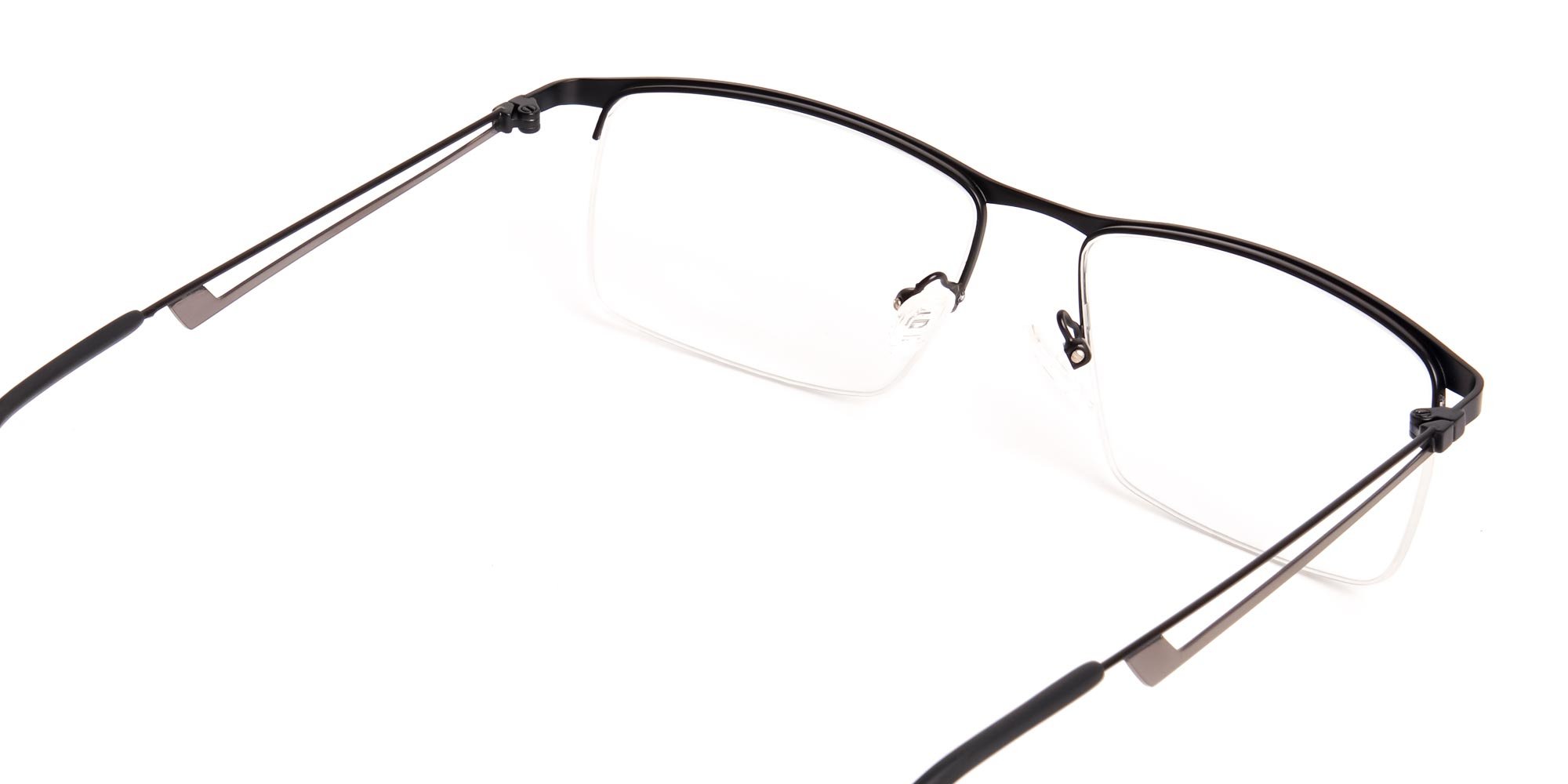 black and rectangular half-rim titanium glasses frames-5