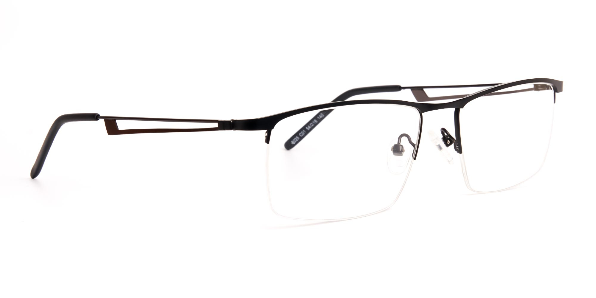 black and rectangular half-rim titanium glasses frames-2