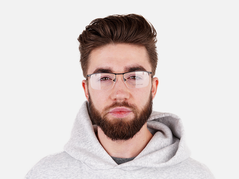 black and rectangular half-rim titanium glasses frames-11