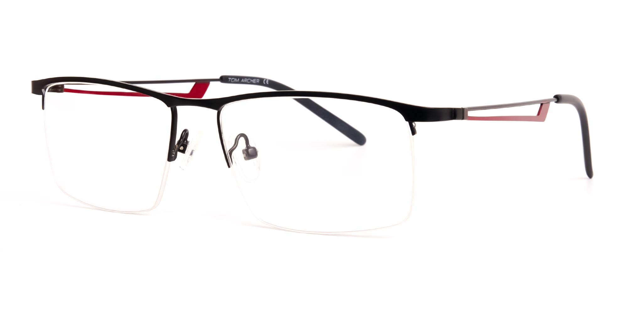 black and red half-rim rectangular glasses frames-3