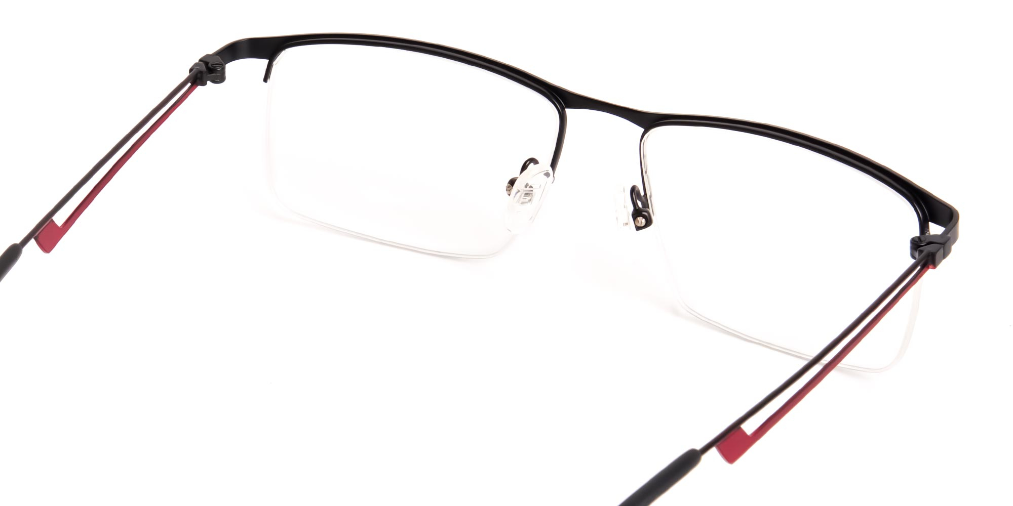 black and red half-rim rectangular glasses frames-5