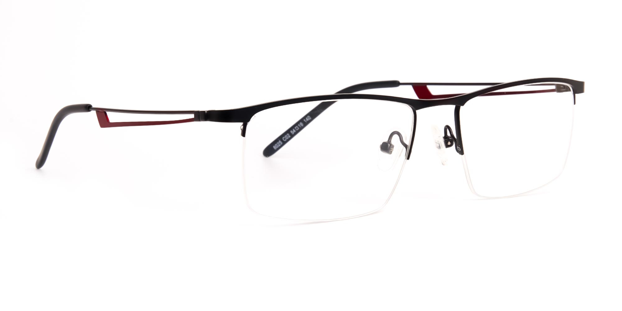black and red half-rim rectangular glasses frames-2