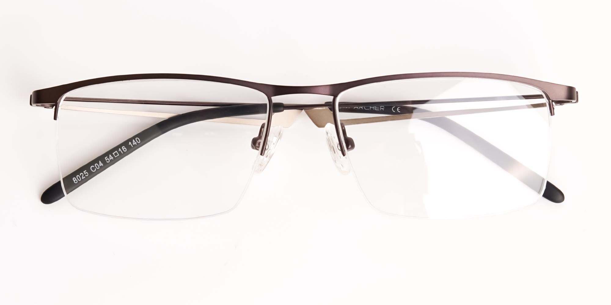 black and silver half-rim rectangular glasses frames -6