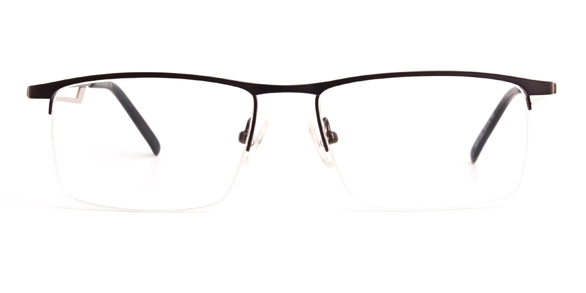 black and silver half-rim rectangular glasses frames -1