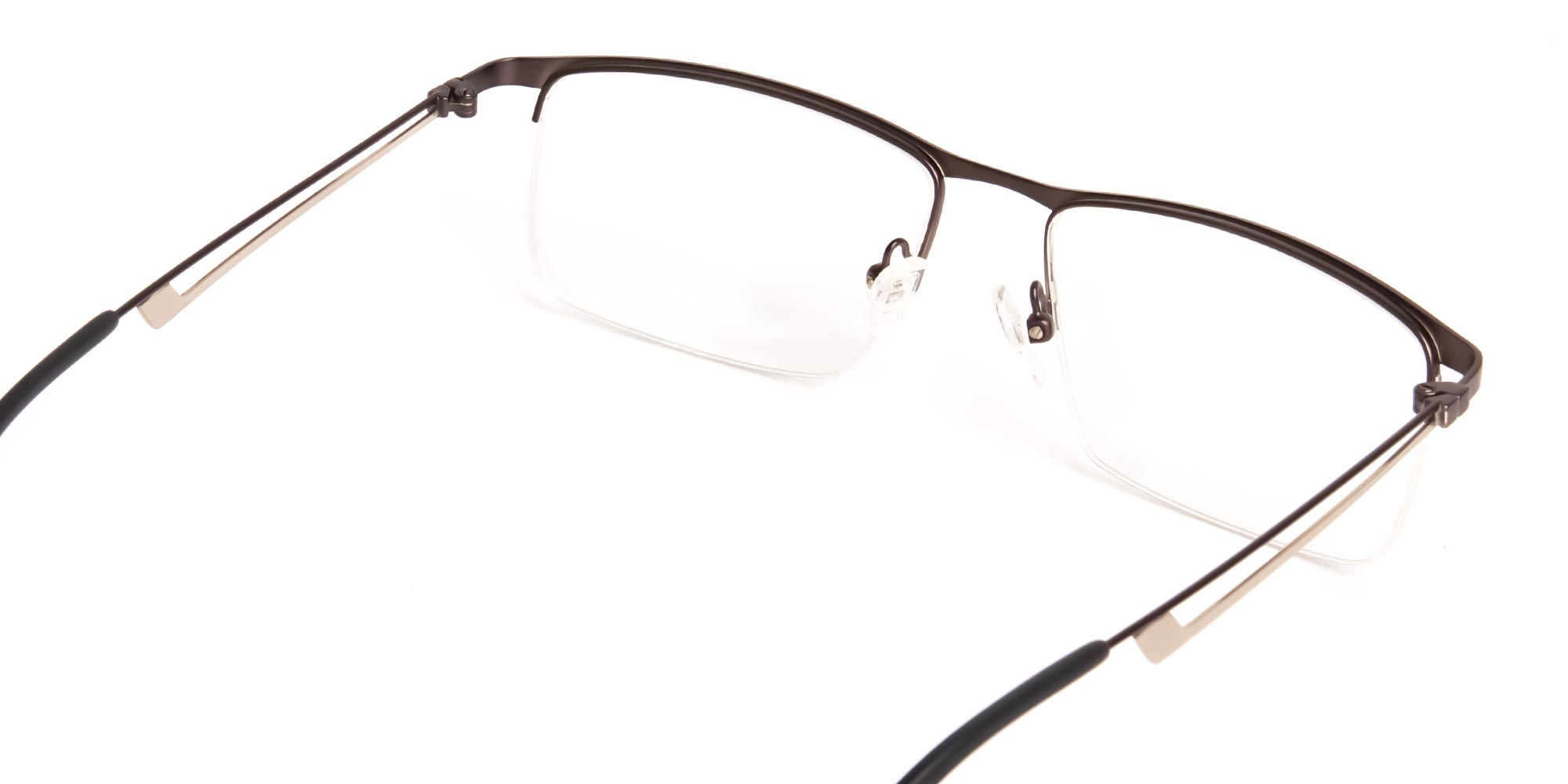 black and silver half-rim rectangular glasses frames -5