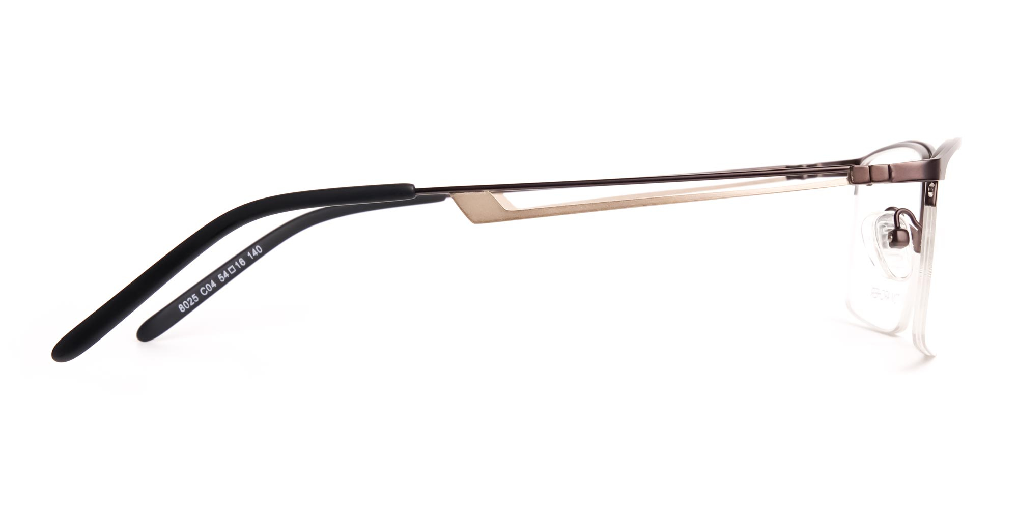 black and silver half-rim rectangular glasses frames -4