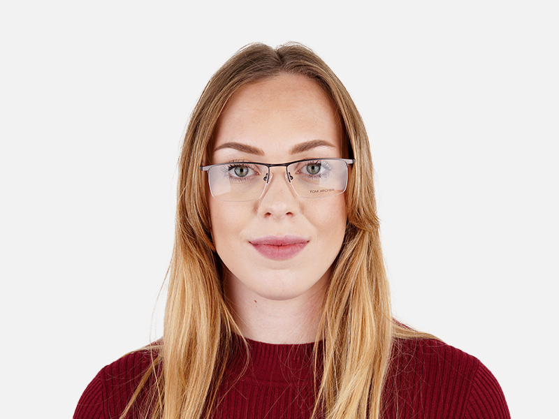 black and silver half-rim rectangular glasses frames -18