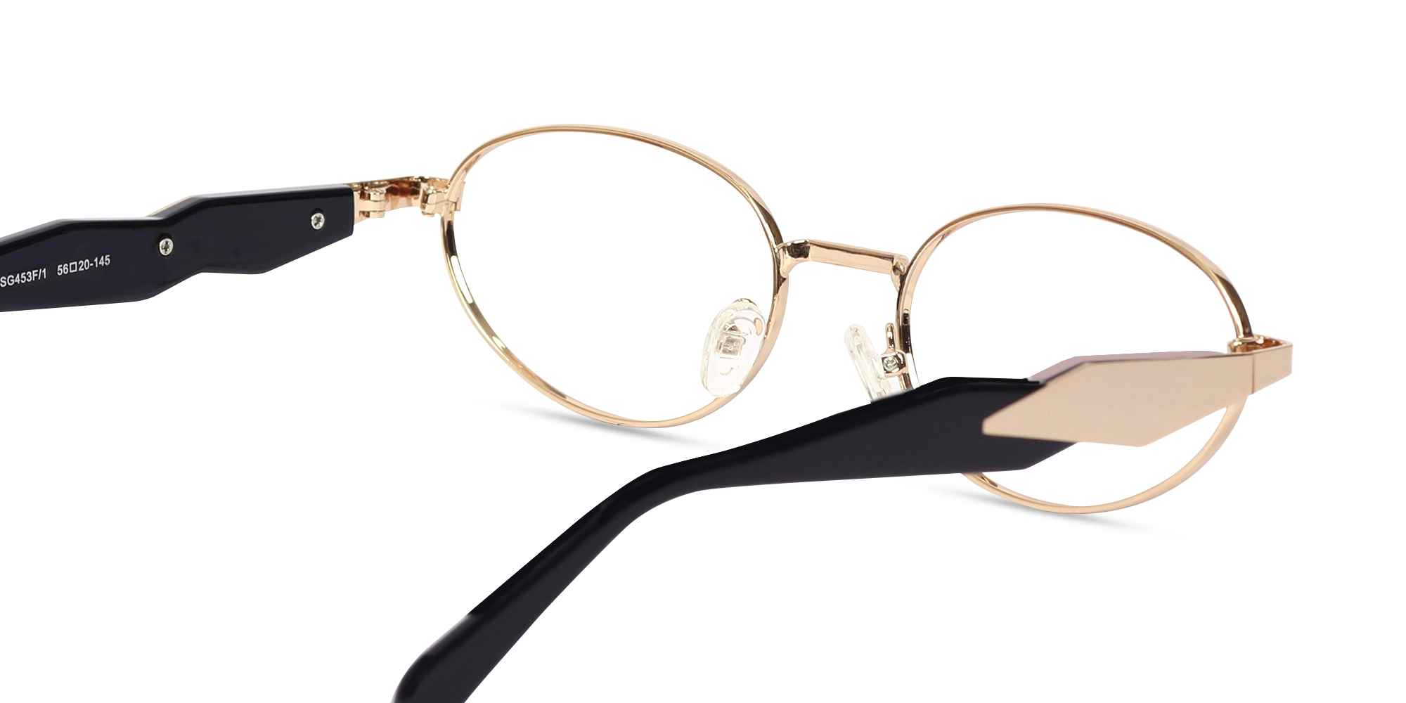 Champagne Gold Oval Metal Full Rim Glasses-5