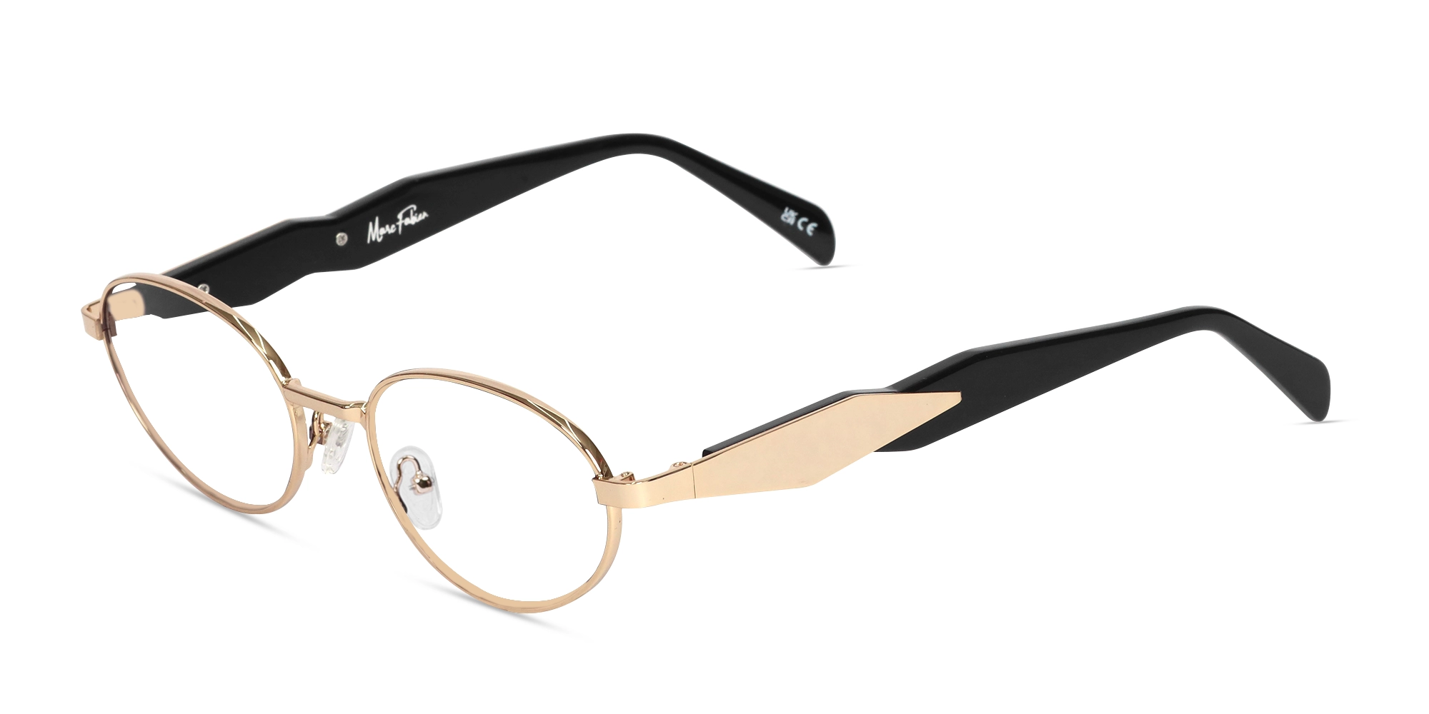 Champagne Gold Oval Metal Full Rim Glasses-3