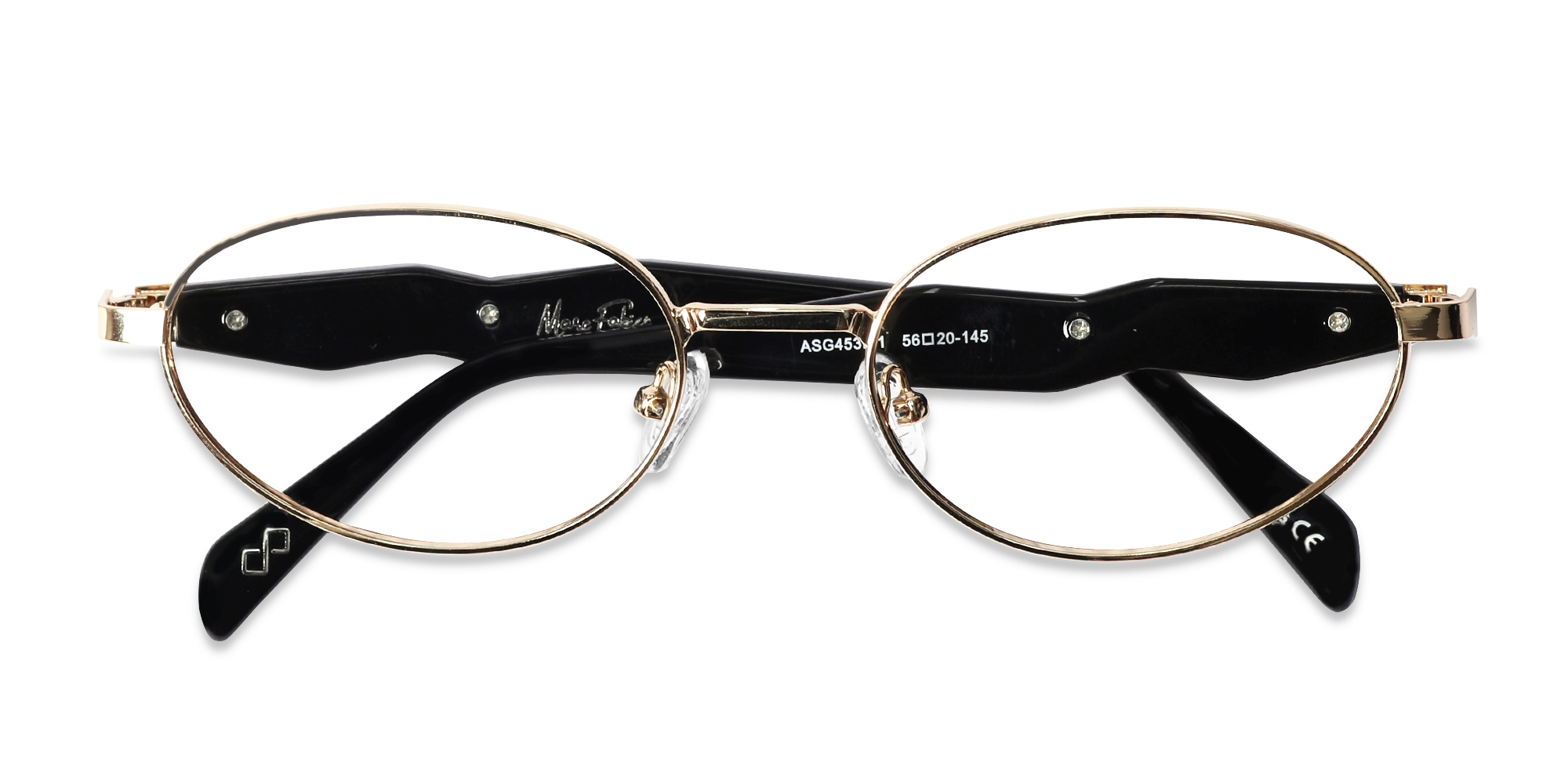 Champagne Gold Oval Metal Full Rim Glasses-6