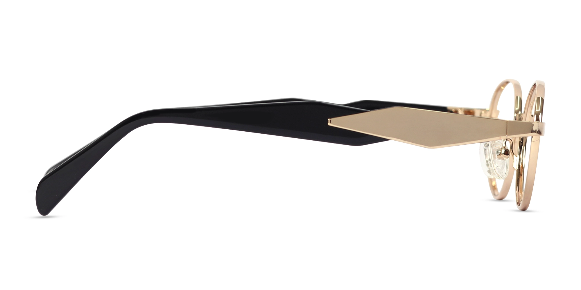 Champagne Gold Oval Metal Full Rim Glasses-4