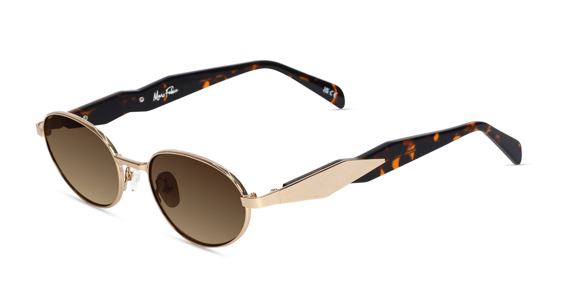 Brown Tint Metal Oval Sunglasses-3