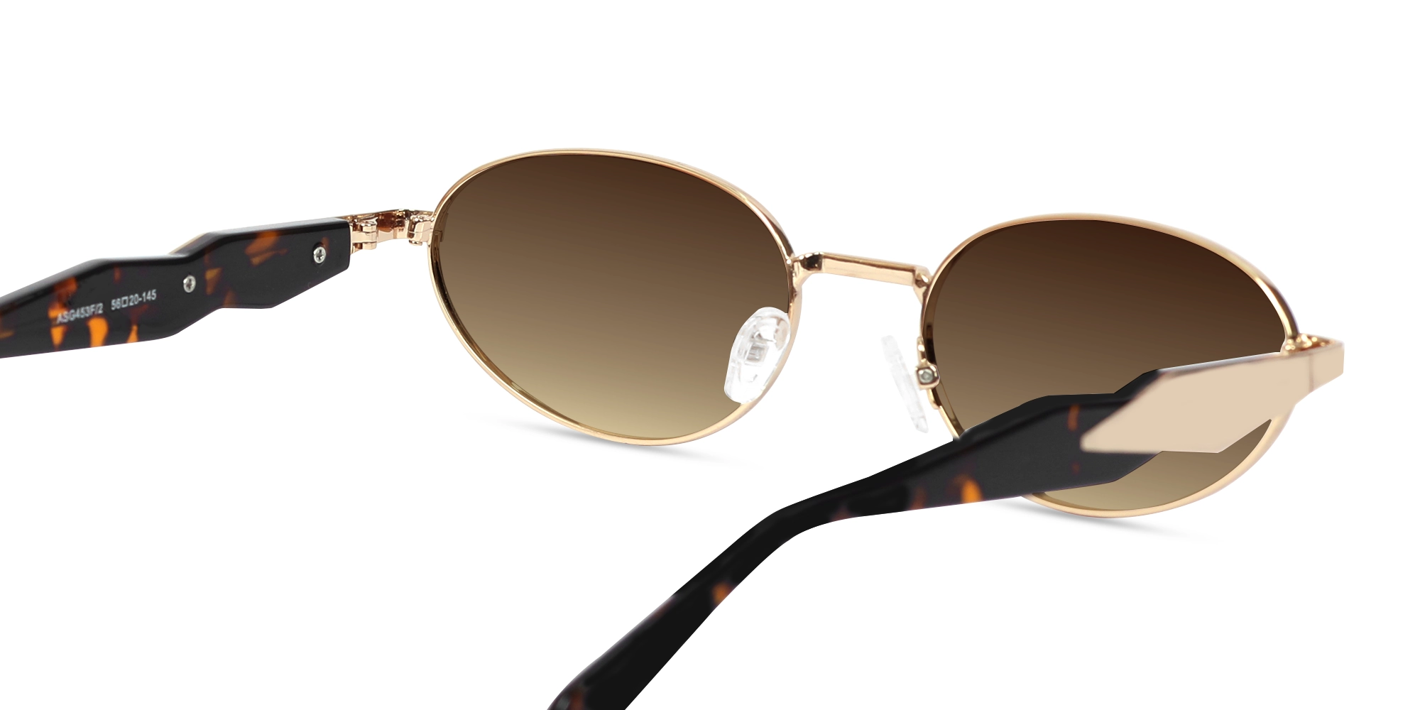 Brown Tint Metal Oval Sunglasses-5