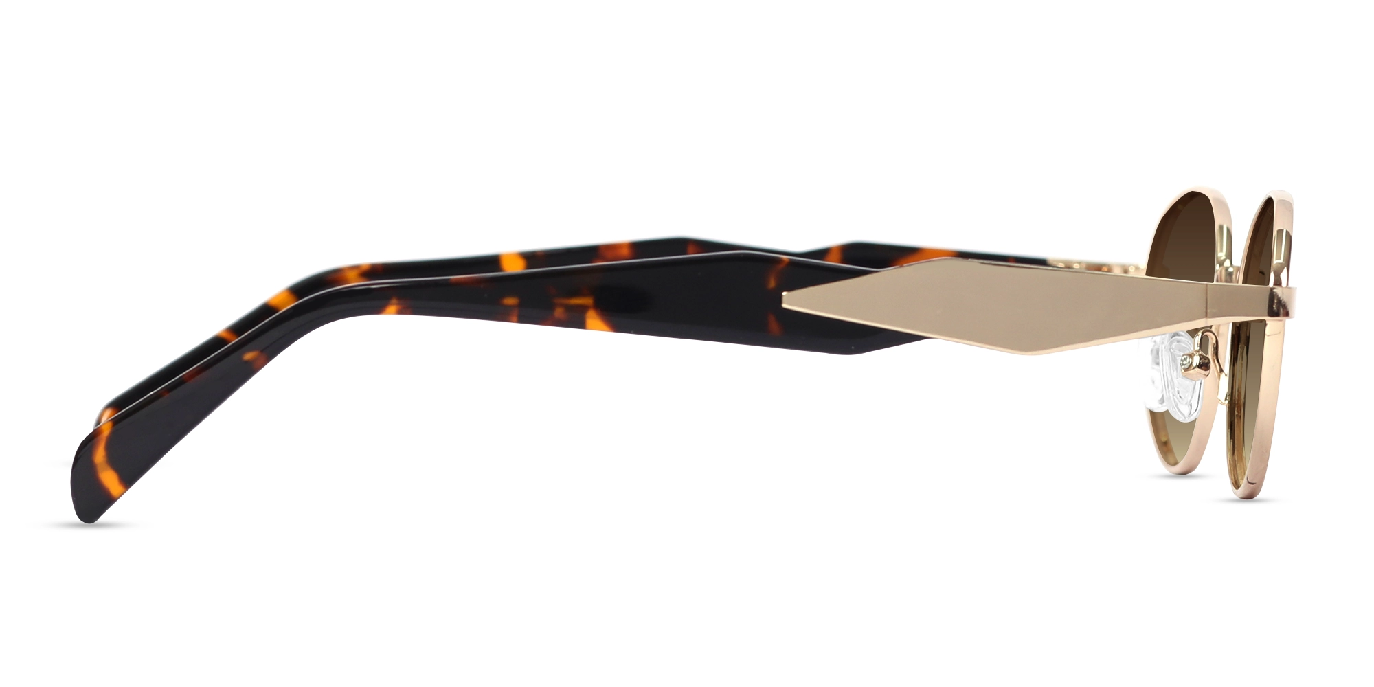 Brown Tint Metal Oval Sunglasses-4