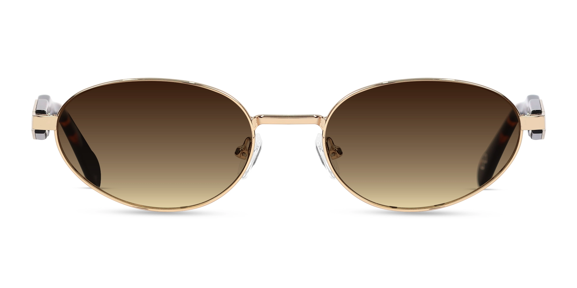 Brown Tint Metal Oval Sunglasses-1