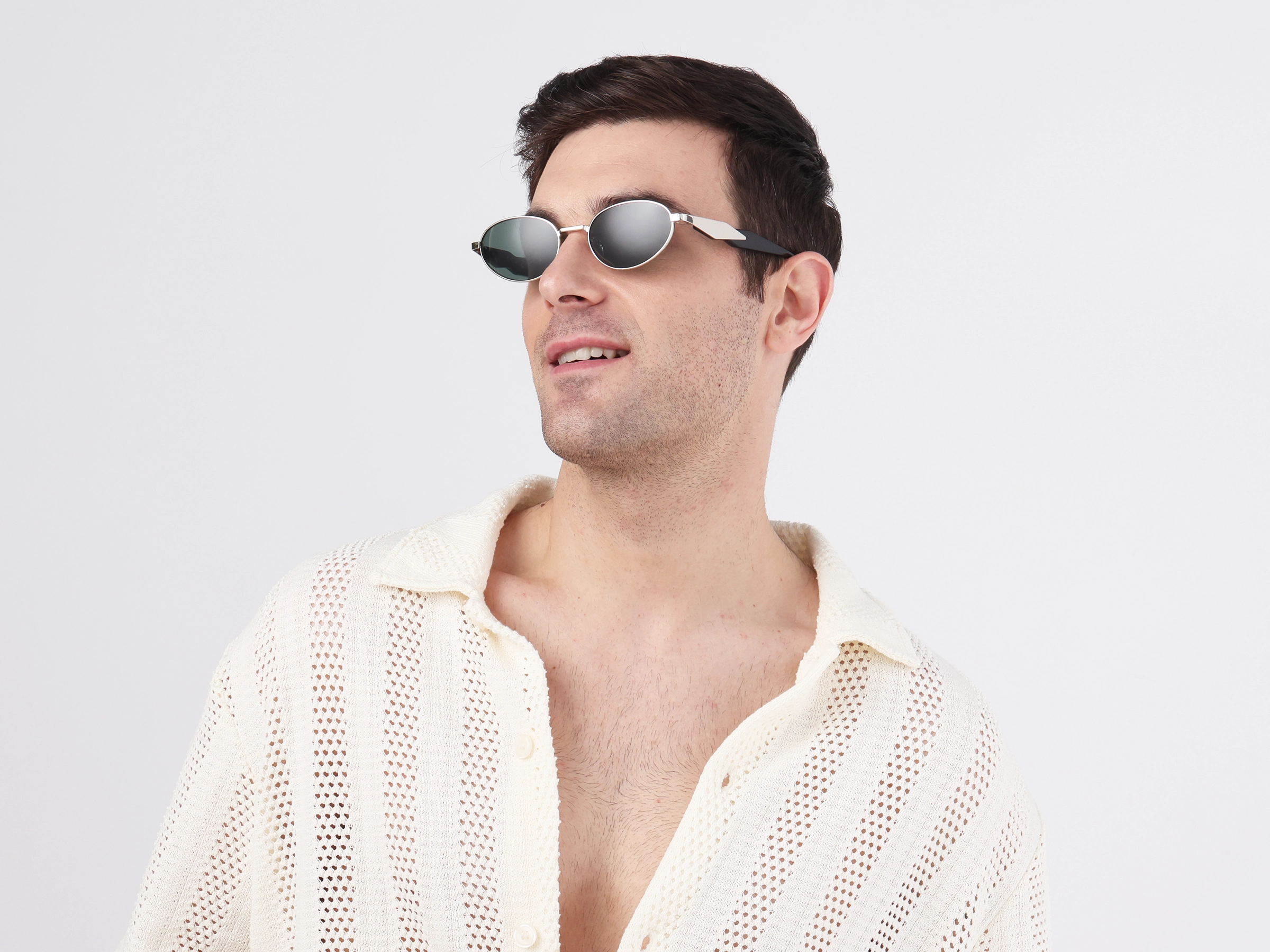 Oval keyhole Sunglasses With Green Tint