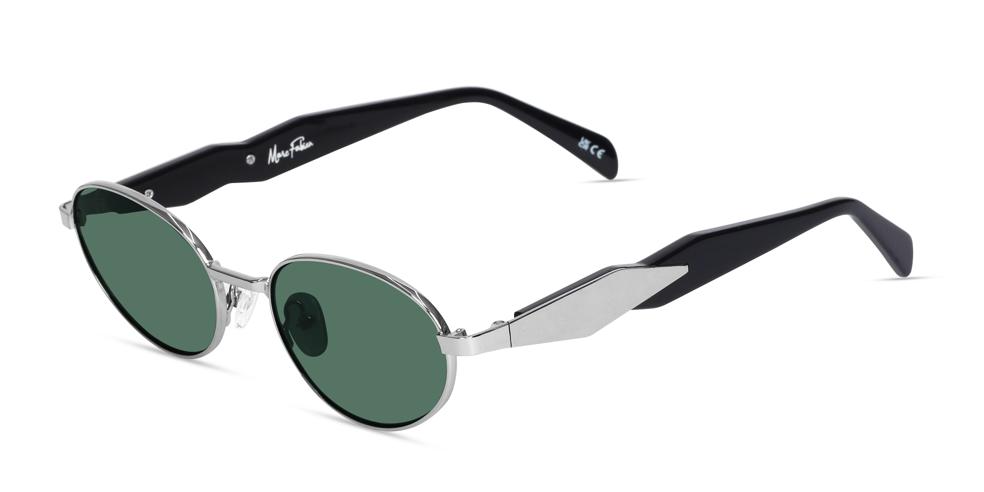 Oval keyhole Sunglasses With Green Tint-3