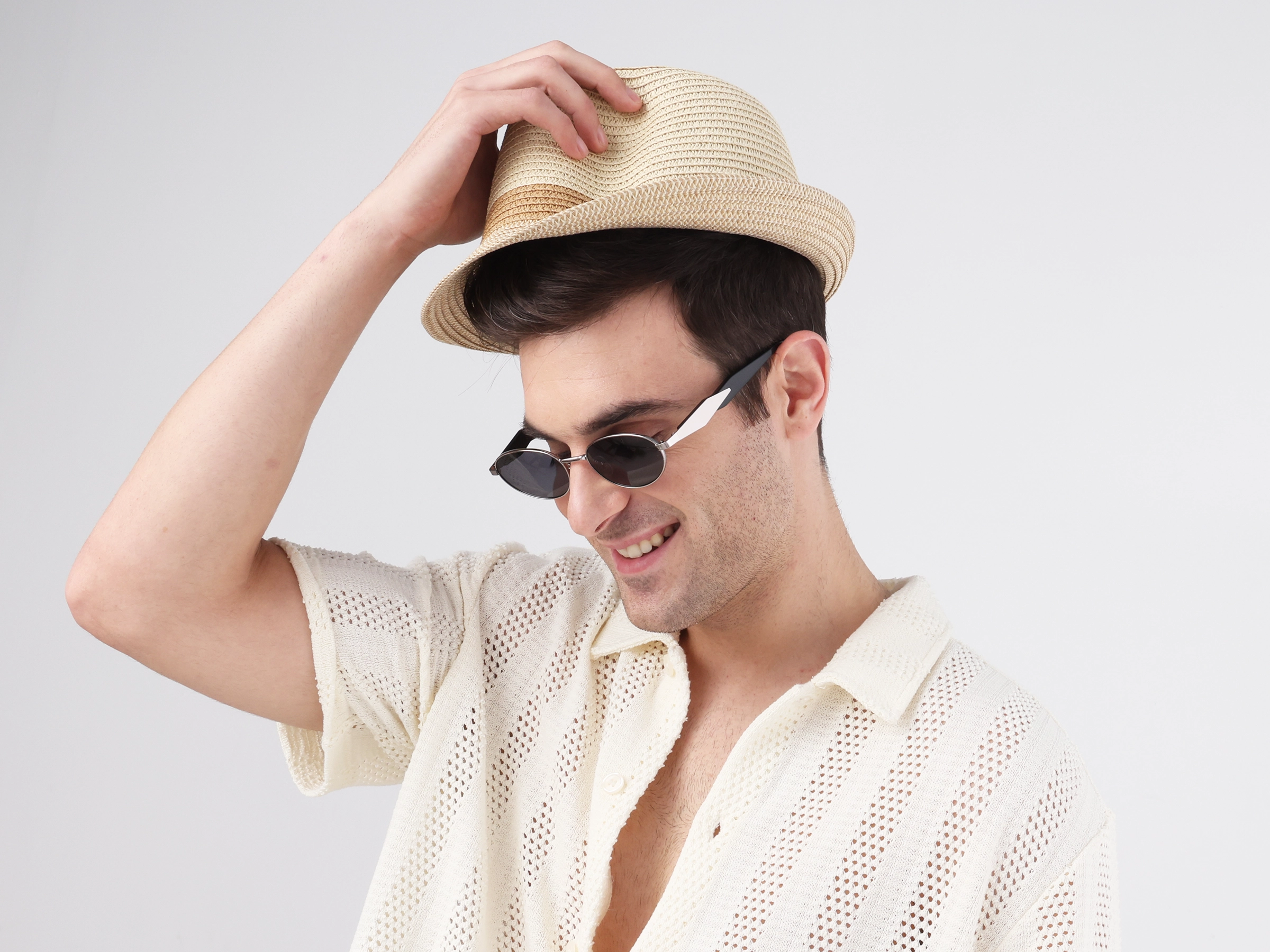 Oval keyhole Sunglasses With Purple Tint