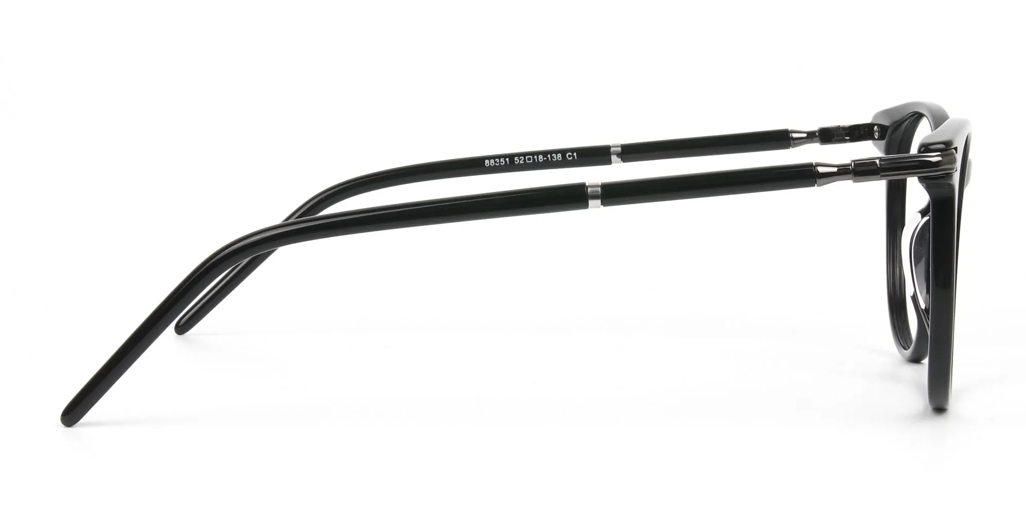 Black Round Spectacles in Acetate - 2