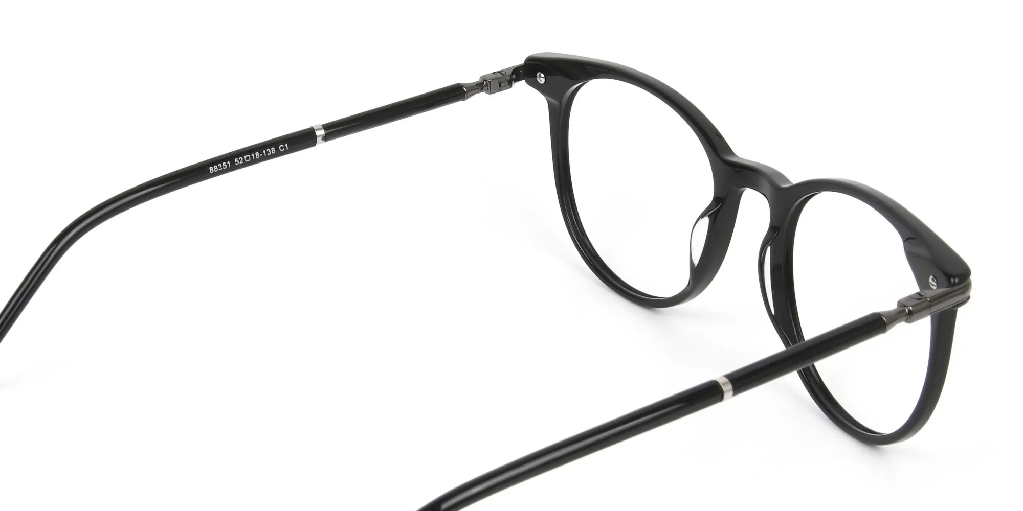 Black Round Spectacles in Acetate - 2