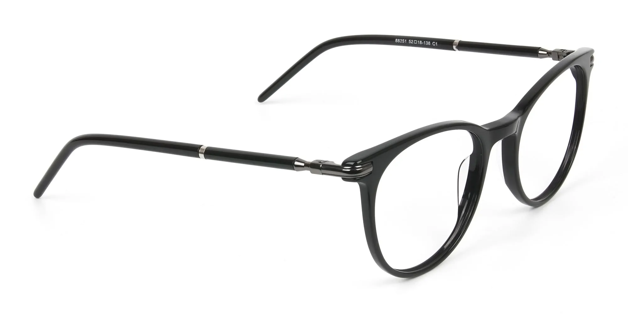 Black Round Spectacles in Acetate - 2