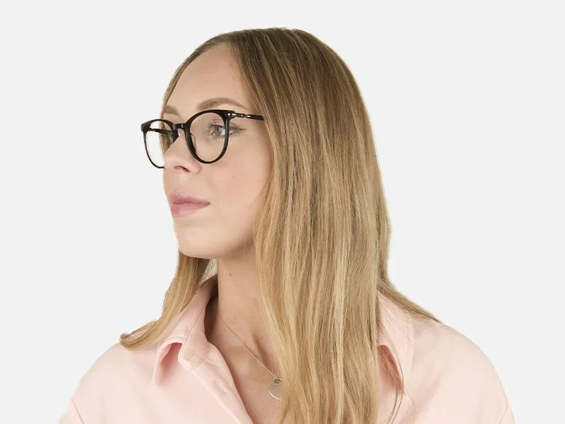 Black Round Spectacles in Acetate - 2