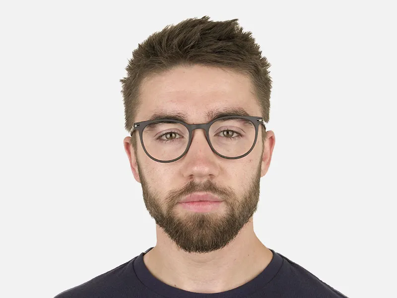 Matte Black Round Spectacles in Acetate - 2