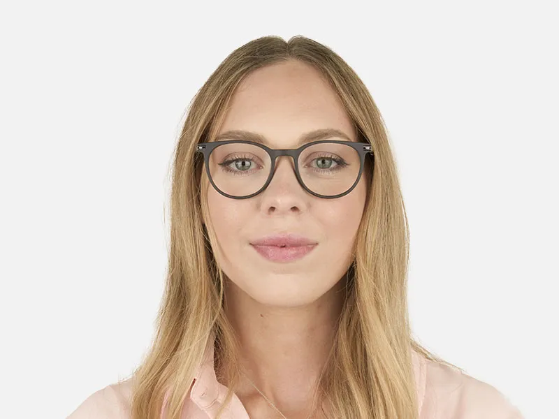 Matte Black Round Spectacles in Acetate - 2