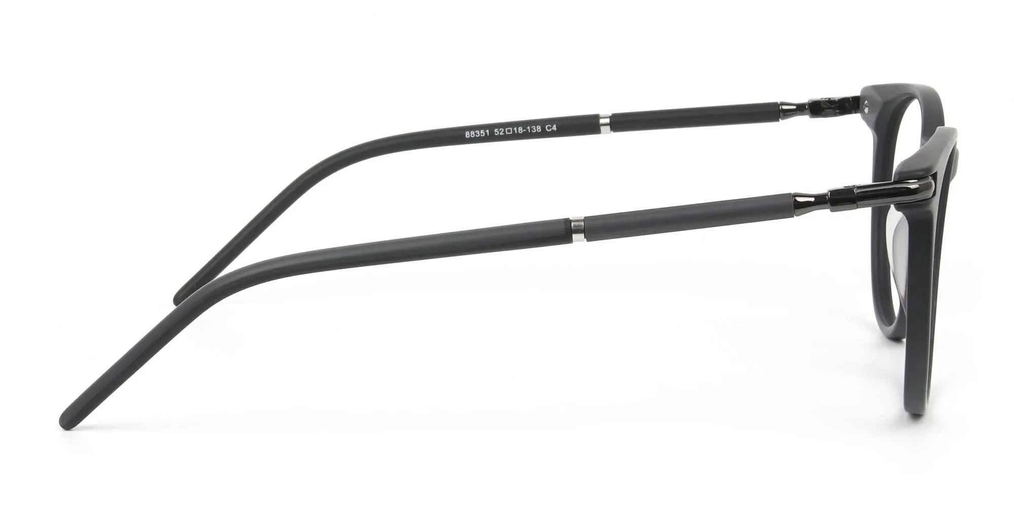 Matte Black Round Spectacles in Acetate - 2