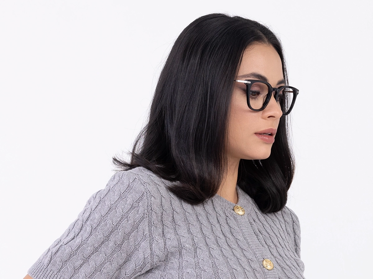 Square Black Frame Glasses 52